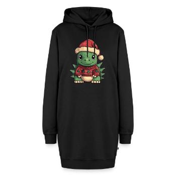 Dinosaurier stegosaurus Weihnachten - Hoodie-Kleid - Schwarz - Vorne - AI Model Female 172 light (172cm)
