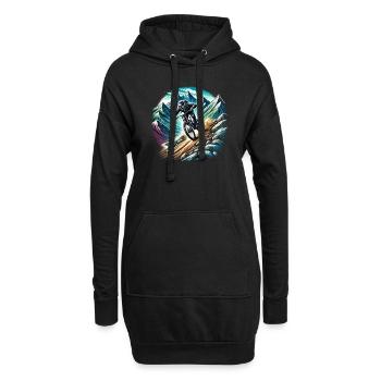 Mountain bikers in the mountains - Hoodie Dress - black - Front