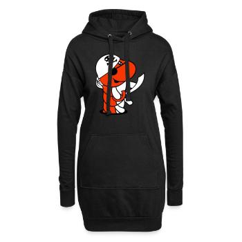 Raupe Loch Pirat Matrose Mütze Lustig Süß Comic - Hoodie-Kleid - Schwarz - Vorne