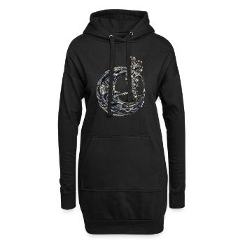 Lune avec sifflet - Sweat-shirt à capuche long Femme - noir - Devant