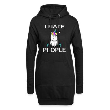 I hate People Unicorn Einhorn - Hoodie-Kleid - Schwarz - Vorne