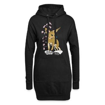 Fennek-füchse, Japanische Kirsche, Fennek-füchse, - Hoodie-Kleid - Schwarz - Vorne