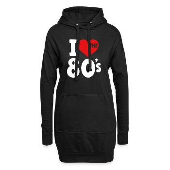 Ich Liebe die 80er - Hoodie-Kleid - Schwarz - Vorne