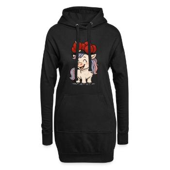 Süßes Einhorn mit Bollenhut Lustig - Hoodie-Kleid - Schwarz - Vorne