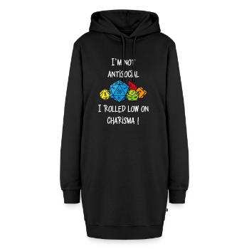 Ich bin nicht asozial, ich habe wenig Charisma! - Hoodie-Kleid - Schwarz - Vorne