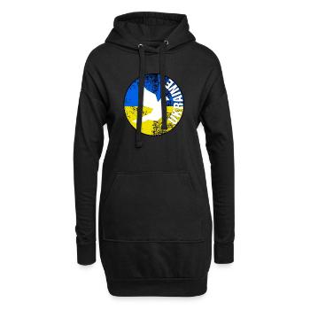 Free Ukraine Taube Rundes Logo - Hoodie-Kleid - Schwarz - Vorne
