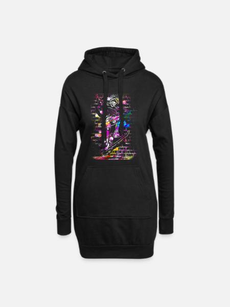 Sk8ing | SK8R | Skate | Skater | Skateboard - Hoodie-Kleid - Schwarz