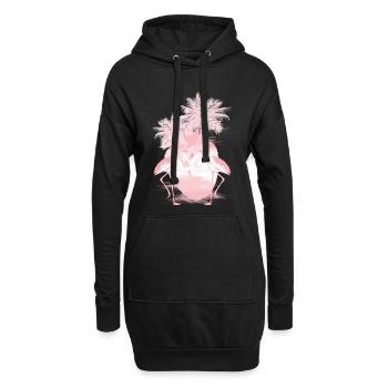 Palm Flamants Roses d’été - Sweat-shirt à capuche long Femme - noir - Devant
