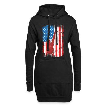4 juillet, saxophone américain - Sweat-shirt à capuche long Femme - noir - Devant