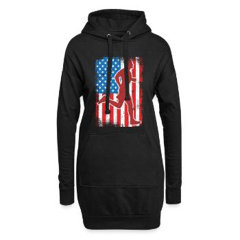 4 juillet USA Running - Sweat-shirt à capuche long Femme - noir - Devant