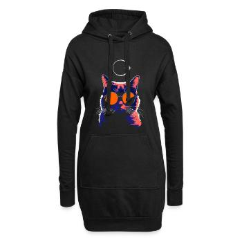 Katze Sonnenbrille Total Eclipse Cat - Hoodie-Kleid - Schwarz - Vorne