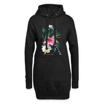 T-Shirt Print - Tropische Frishe an erste Stelle - Hoodie-Kleid - Schwarz - Vorne