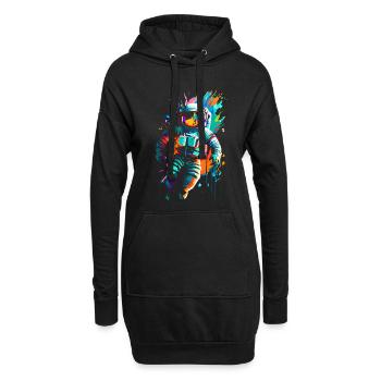 Astronaute de couleur dans l’espace spatial - Sweat-shirt à capuche long Femme - noir - Devant