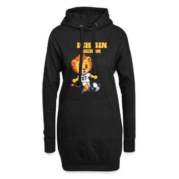 Löwe Fußball selbst gestalten - Hoodie-Kleid - Schwarz - Vorne