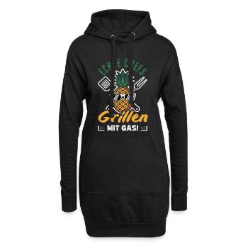 Echte Chefs Grillen Mit Gas Lustiger Gasgrill BBQ - Hoodie-Kleid - Schwarz - Vorne