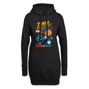Livraison de pizza Turbo le soir - Sweat-shirt à capuche long Femme - noir - Devant