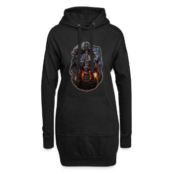 Dragon Rock – Guitare Brûlante - Sweat-shirt à capuche long Femme - noir - Devant