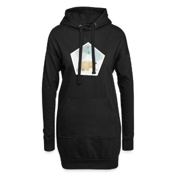 Polarbear-Polygon - Hoodie-Kleid - Schwarz - Vorne