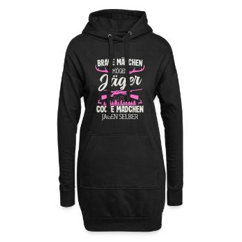 Jäger Mädchen Jagen Selber Hirsch Jagd Jägerin - Hoodie-Kleid - Schwarz - Vorne