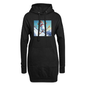 Schneemann auf Snowboard – Sprung ins Winter - Hoodie-Kleid - Schwarz - Vorne