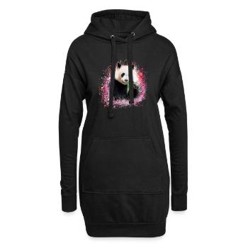 panda,pandabär,bunt,graffiti,malerei,pink - Hoodie-Kleid - Schwarz - Vorne