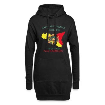 Sizilianer Italien Insel Mittelmeer Urlaub Reise - Hoodie-Kleid - Schwarz - Vorne