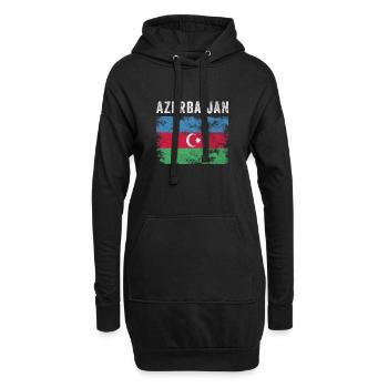 Aserbaidschan Flagge Distressed - Aserbaidschanische Flagge - Hoodie-Kleid - Schwarz - Vorne