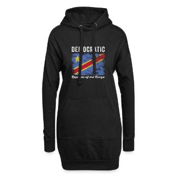 Flagge der Demokratischen Republik Kongo - Hoodie-Kleid - Schwarz - Vorne