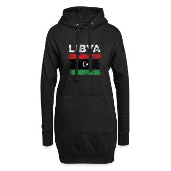 Libya Flag Distressed - Libysche Flagge - Hoodie-Kleid - Schwarz - Vorne