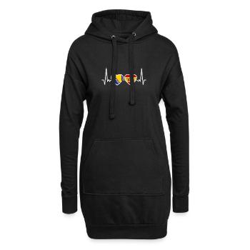 Bosnien Spanien Vintage Herzschlag Flagge Bosnier - Hoodie-Kleid - Schwarz - Vorne