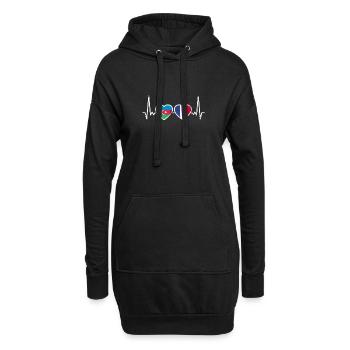 Azerbaïdjan France Heartbeat Flag - Sweat-shirt à capuche long Femme - noir - Devant
