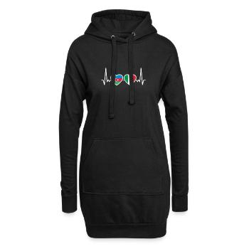 Azerbaïdjan Italie Heartbeat Flag - Sweat-shirt à capuche long Femme - noir - Devant