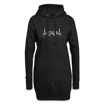 Bangladesh États-Unis Heartbeat Flag Bangladesh - Sweat-shirt à capuche long Femme - noir - Devant