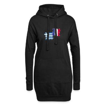 Grèce France Vintage Drapeau Grec - Sweat-shirt à capuche long Femme - noir - Devant