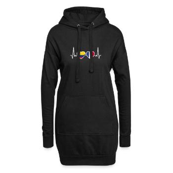 Colombie France Vintage Heartbeat Flag - Sweat-shirt à capuche long Femme - noir - Devant