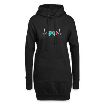 Kazakhstan Italie Vintage Heartbeat Flag - Sweat-shirt à capuche long Femme - noir - Devant