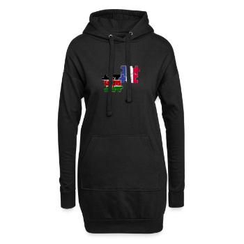 Kenia Frankreich Vintage Flagge Kenianer - Hoodie-Kleid - Schwarz - Vorne