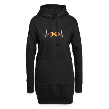 Kamerun Spanien Vintage Herzschlag Flagge - Hoodie-Kleid - Schwarz - Vorne