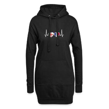 Géorgie France Heartbeat Flag Géorgiens - Sweat-shirt à capuche long Femme - noir - Devant