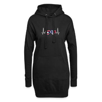 Laos France Vintage Heartbeat Flag Laotien - Sweat-shirt à capuche long Femme - noir - Devant