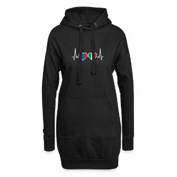 Mongolei Italien Vintage Herzschlag Flagge - Hoodie-Kleid - Schwarz - Vorne