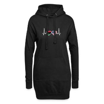 Libyen USA Herzschlag Flagge Amerikanisch Libysch - Hoodie-Kleid - Schwarz - Vorne