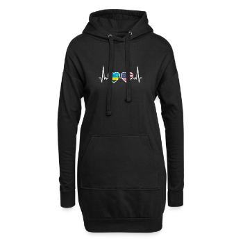Rwanda USA Vintage Herzschlag Flagge Ruandisch - Hoodie-Kleid - Schwarz - Vorne