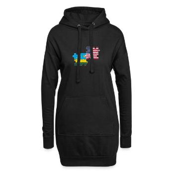 Rwanda USA Vintage Flagge Amerikanisch Ruandisch - Hoodie-Kleid - Schwarz - Vorne