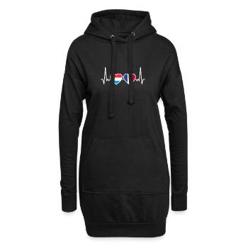 Luxembourg France Heartbeat Flag Luxembourger - Sweat-shirt à capuche long Femme - noir - Devant