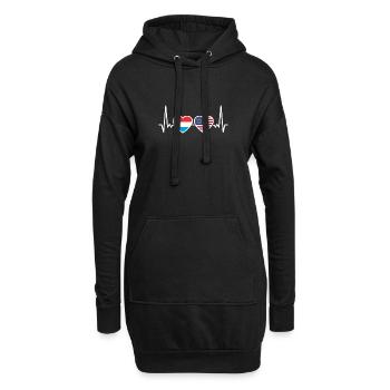 Luxemburg USA Herzschlag Flagge Luxemburger - Hoodie-Kleid - Schwarz - Vorne