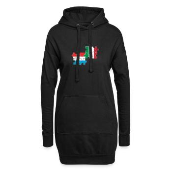 Luxembourg Italie Heartbeat Flag Luxembourgeois - Sweat-shirt à capuche long Femme - noir - Devant