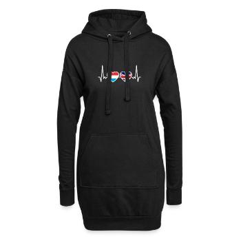 Luxembourg UK Heartbeat Flag Luxembourgeois britannique - Sweat-shirt à capuche long Femme - noir - Devant