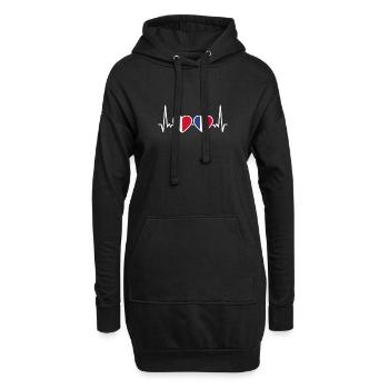 Malta Frankreich Herzschlag Flagge Maltesisch - Hoodie-Kleid - Schwarz - Vorne