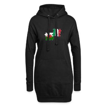 Pays de Galles Italie Vintage Drapeau Italien Gallois - Sweat-shirt à capuche long Femme - noir - Devant